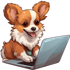 Norrbottens pets dog working on laptop сreated with Generative Ai