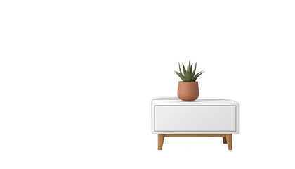 White minimalist room with a plant on a table