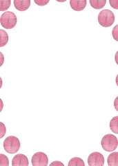 Watercolor frame made of circles. Abstract geometric pattern. Creative poster, banner, background. Motion background. Modern style. Wedding invitation