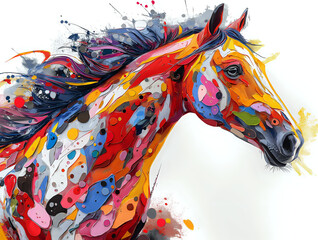 abstract watercolor colorful painting of a horse