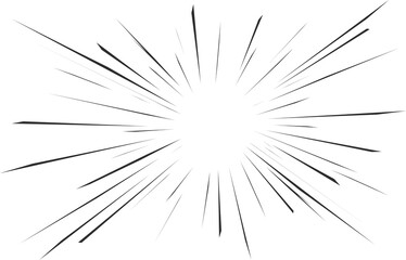 Manga speed line explosion effect. Comic motion element. Action graphic flash burst and explosive boom. Abstract graphic.