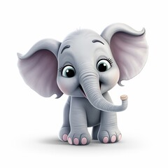 Cartoon elephant with big ears and a big smile 