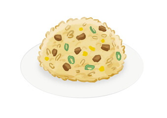 お皿に乗ったチャーハンのイラスト