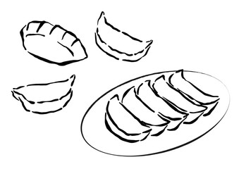 餃子の線画イラストセット