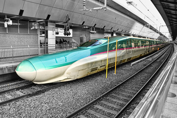 Japanese bullit train shinkansen in Tokyo Train station
