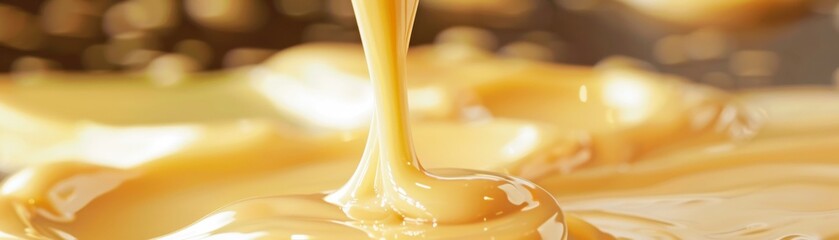 The sweet aroma of condensed milk fills the air as its poured, its rich gold color a promise of creamy indulgence in every spoonful low noise