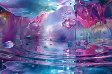 Hyaluronic acid as a shimmering liquid With pure colors and swirling patterns, it creates a feeling of wonder and fascination.