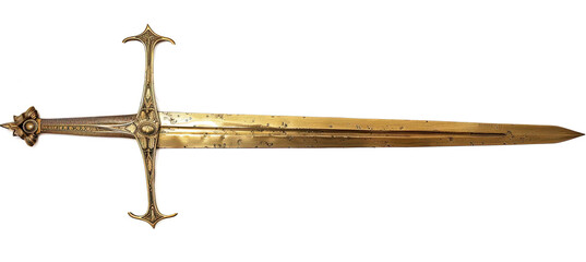 Golden Old Sword, isolated on white background