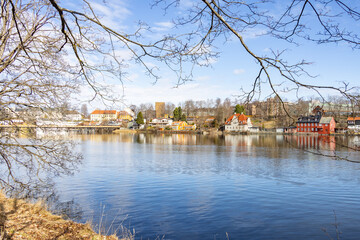 Walking along Nidelven (River) in a Spring mood in Trondheim city - 782108327