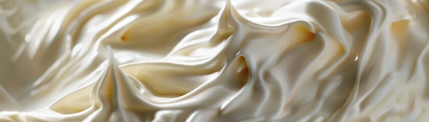 The refreshing tang of yogurt in a creamy swirl, its cool whites a canvas for toppings, offers a customizable delight for every taste hyper realistic - obrazy, fototapety, plakaty