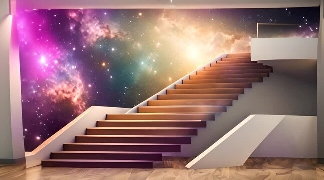 Stairs to galaxy abstract background
