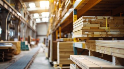 Fototapeta premium Warehouse Filled With Wooden Planks