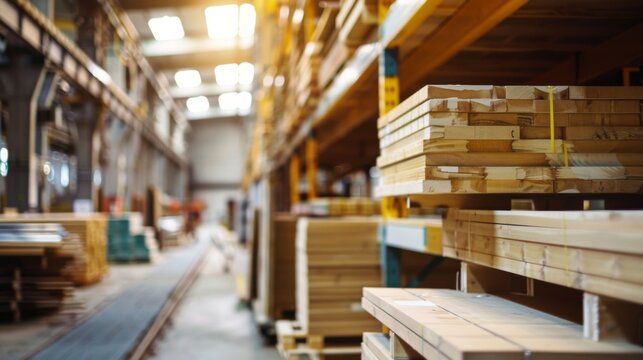 Warehouse Filled With Wooden Planks