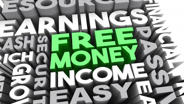 Free Money Make Easy Income Cash Passive Earnings Words 3d Animation