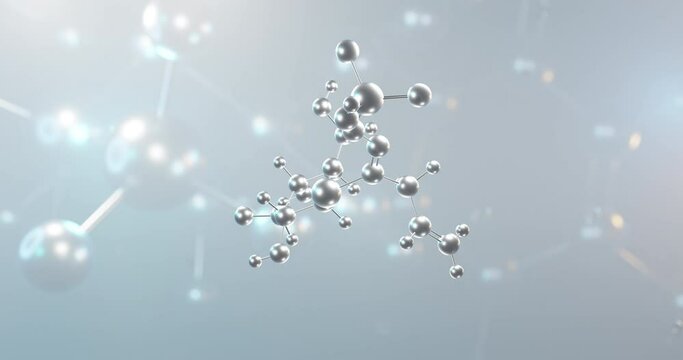 Sinigrin rotating 3d molecule, molecular structure of allyl glucosinolate, seamless video