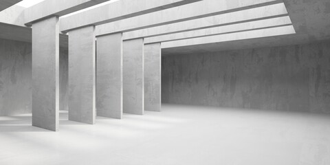 Abstract empty concrete interior. Minimalistic dark room design template
