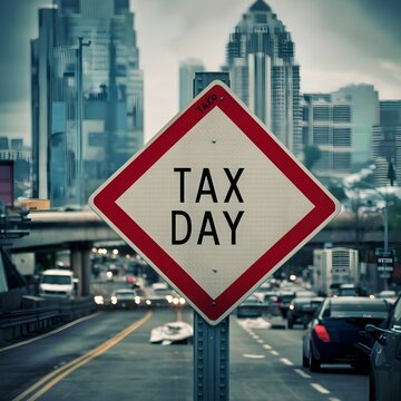tax day sign on the street