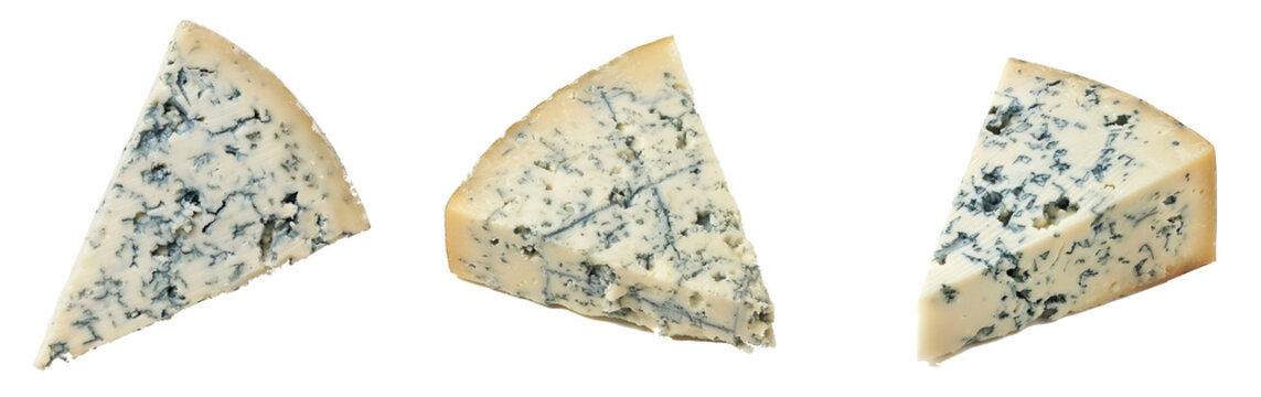 Triangular piece of gorgonzola cheese