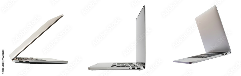 Sticker Hovering aluminium notebook, rear view, isolated on a white background