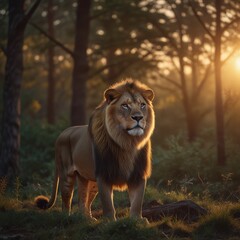 Obraz premium lion in the woods