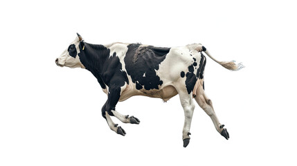 Jumping cow isolated on white background