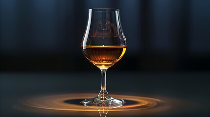 An amber cognac in a glass on tableware, a classic barware look