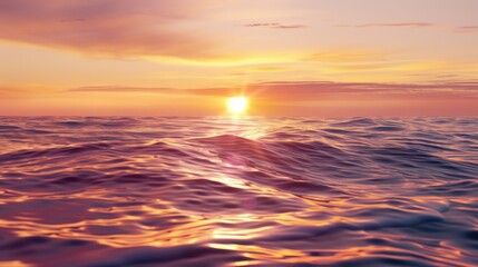 Fototapeta na wymiar golden hour at dusk, open ocean stretches out to the horizon