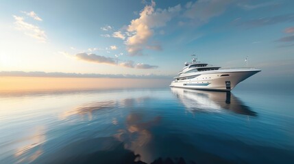 luxurious yacht gliding across a serene, azure blue ocean