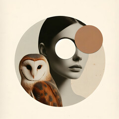 Woman and Owl Collage