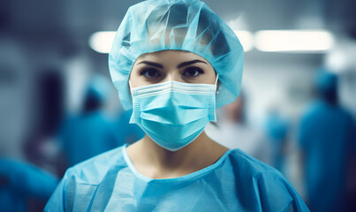 Portrait of female surgeon in scrubs
