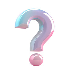 Close up of pink and blue question mark on Transparent Background