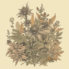 Outline plant weed cannabis bud nug flower marijuana - 782116171