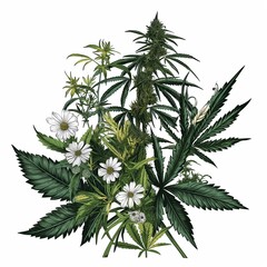 Outline plant weed cannabis bud nug flower marijuana - 782116177