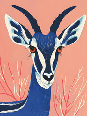 Fototapeta premium Antelope hand drawn Creative Art design poster 