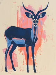 Obraz premium Antelope hand drawn Creative Art design poster 