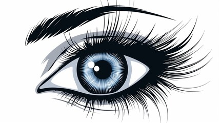 human eye with blue iris, long eyelashes, Blue woman eye - 782116371