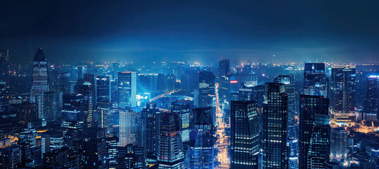 Night view of high-rise buildings in modern city