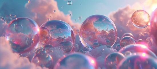 Large bubbles of bright colors close up