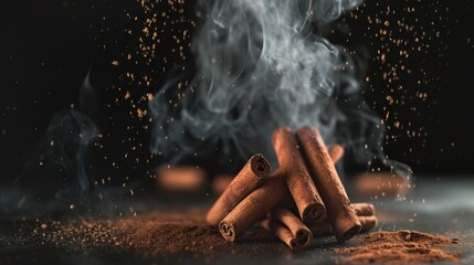 Dramatic Cinnamon Sticks with Smoke and Sparks
