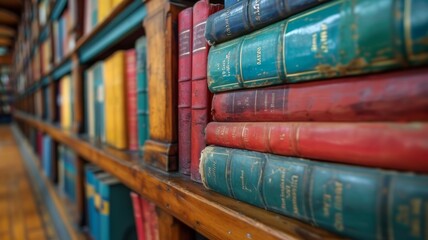 Colorful Bookshelf in Library