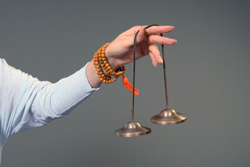 Sound healing, sound therapy studio photography on isolated background.
