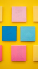 Fototapeta premium Seamless Pattern Sticky Note on Yellow Background