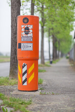 Speed control law enforcement camera on a country road.
