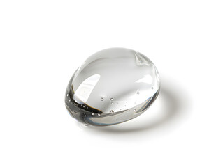 Realistic transparent water drop isolated on white background