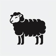 black and white sheep silhouette pictogram