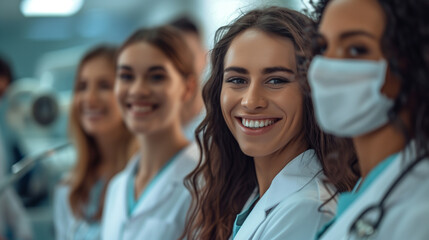 Doctors Crew in Line, Providing Professional Healthcare.