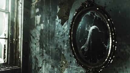Ghostly Reflection in Antique Mirror