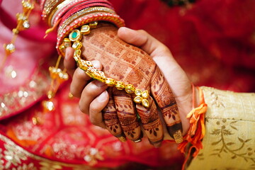 Mumbai, India 9th April 2024: Indian Wedding rituals, Customs and Traditions for bride or Dulhan....