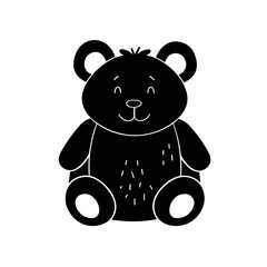 Simple teddy bear isolated black icon.