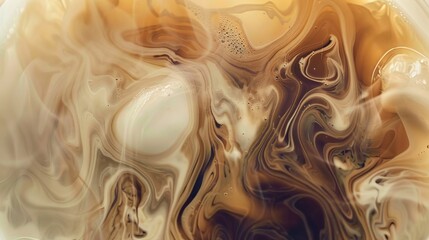 Swirling Coffee Cream Abstract Close-Up